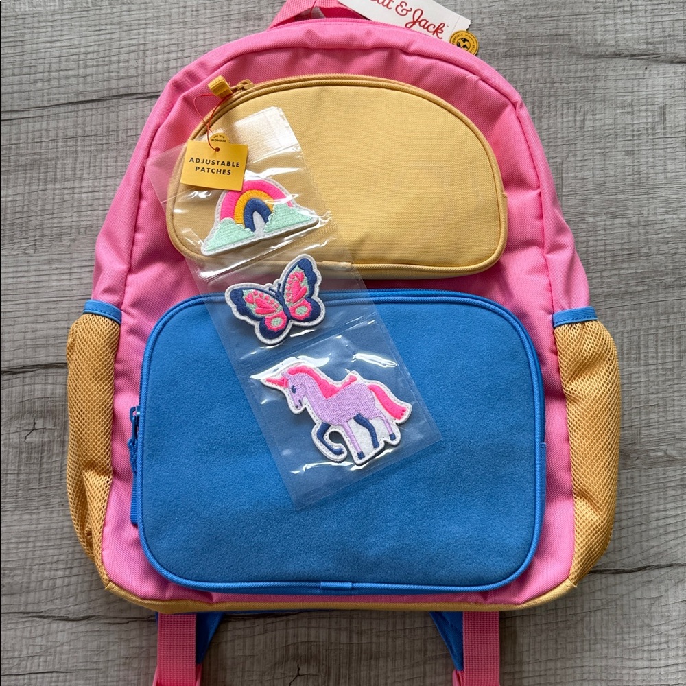 Cat & Jack Pink Backpack with Fun Patches